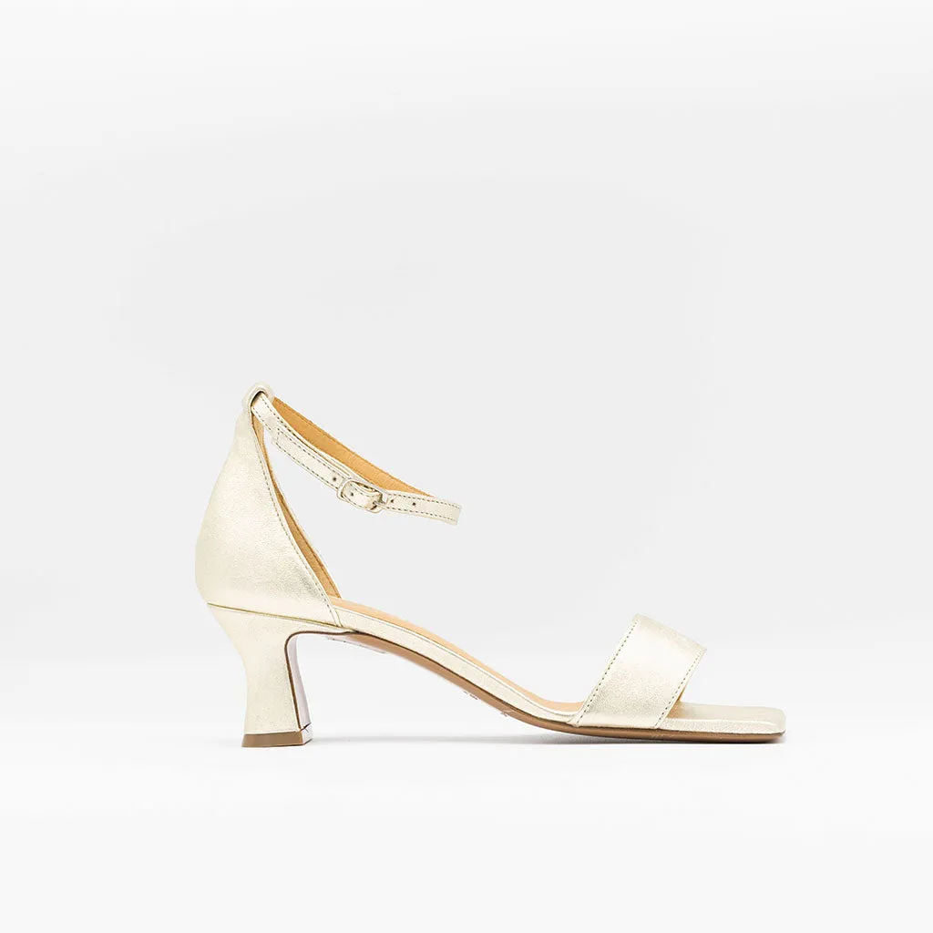 Mid-Heeled Metallic Sandals