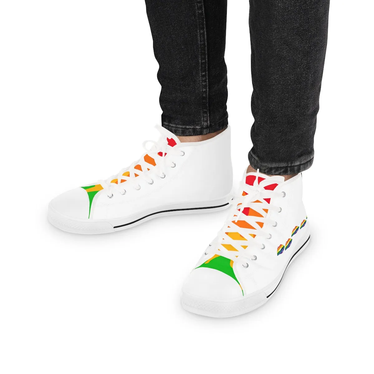 Rainbow Pride Flag Kisses LGBTQ High Top Sneakers Unisex Size