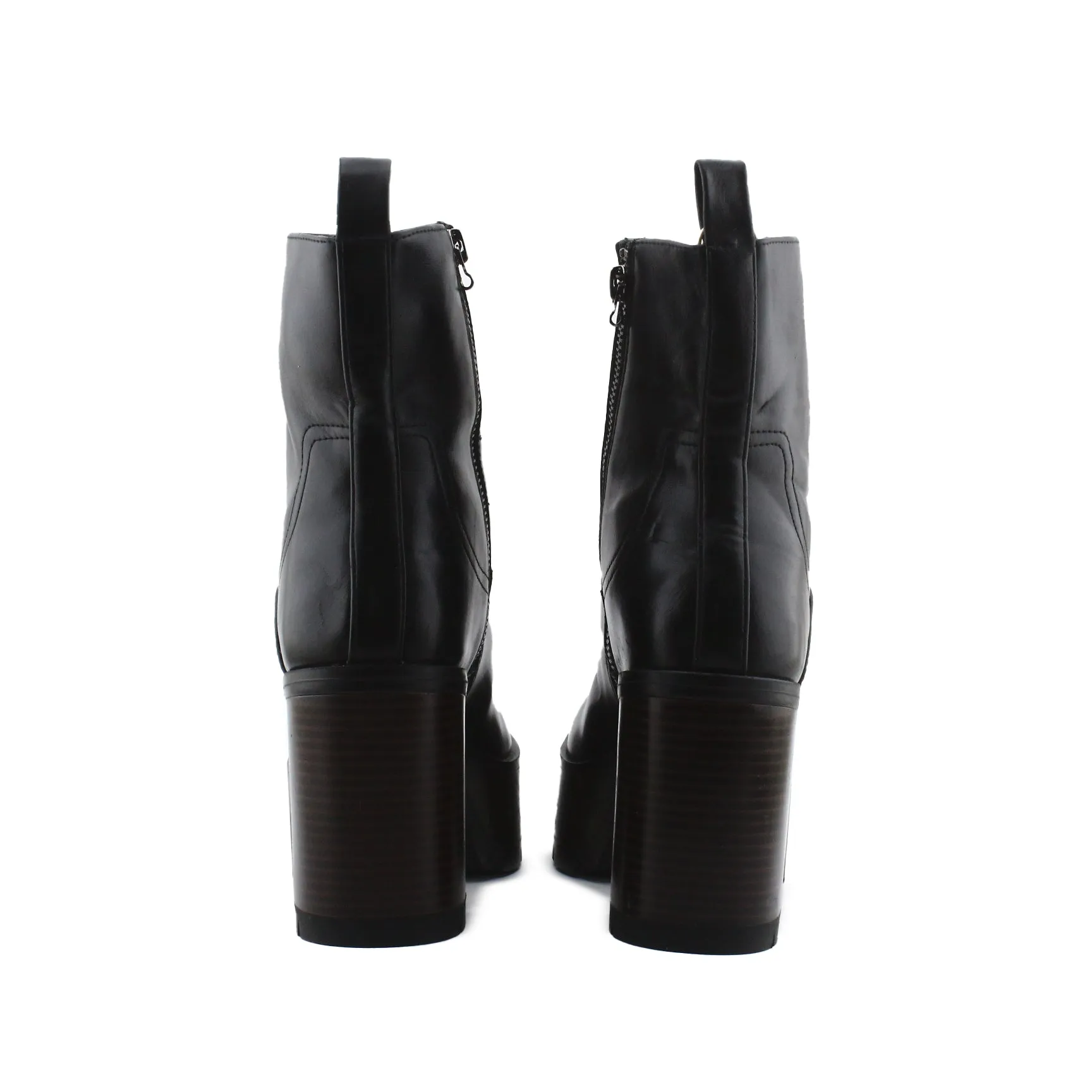 Stradivarius Zipper Platform Boots | 100% Authentic Leather